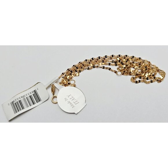 Unique 14K Yellow Gold Designer Resizable Mirror Valentino Link Chain Necklace - Picture 8 of 14